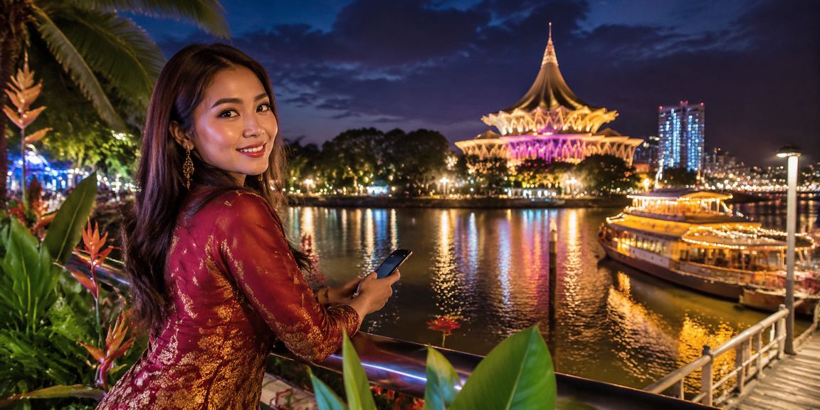 Pengguna di Kuching mengakses kasino mudah alih melalui telefon pintar dalam persekitaran santai