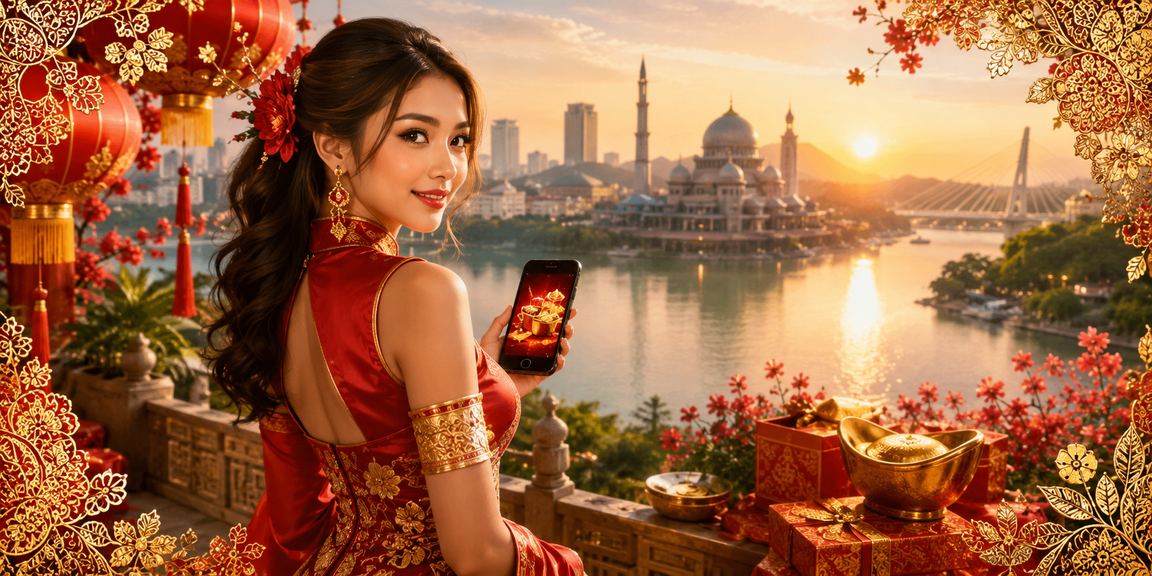 Pengguna di Putrajaya mendaftar untuk bonus sukan dalam talian dengan latar motif batik yang meriah